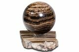 Swirling Polished Chocolate Calcite Sphere w/ Base - Pakistan #339406-1